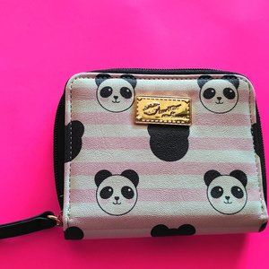 Striped Panda Wallet Pink, Black, and White